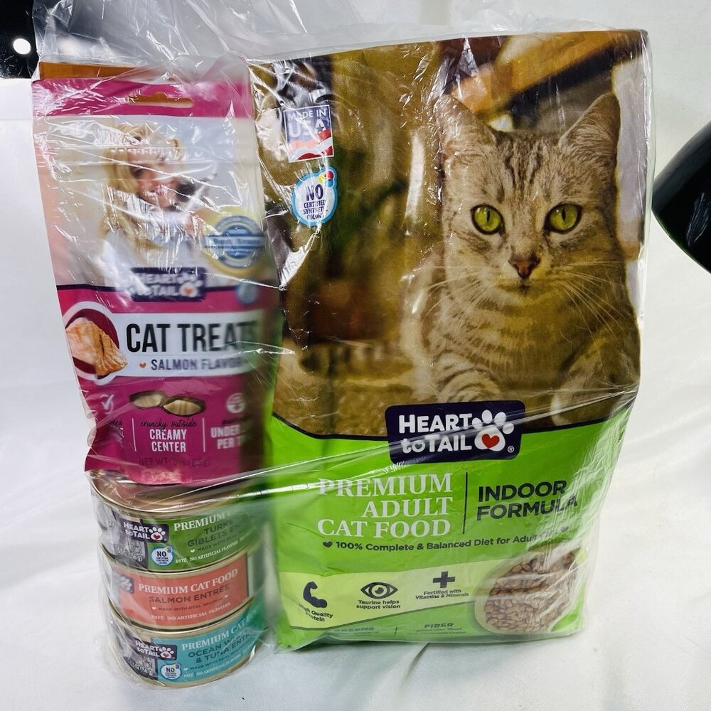 Heart To Tail Premium Adult Cat Starter Food Kit - Dry And Wet Food W 3 Treats - Picture 11 of 11